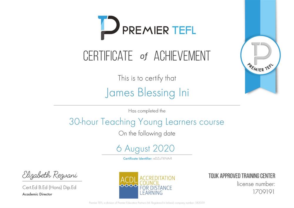 CERTIFICATION - TEACHING YOUNG LEARNERS