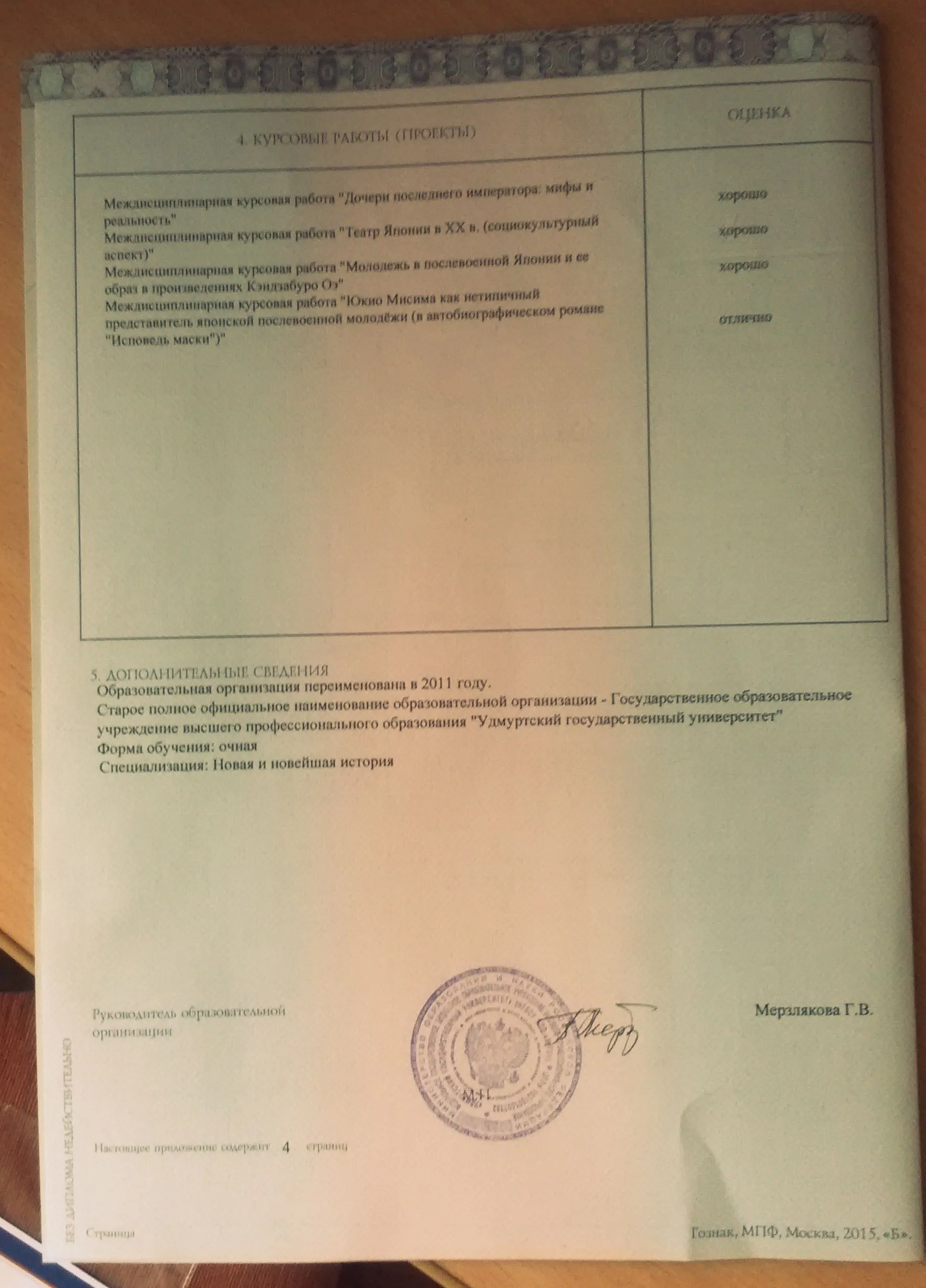 Приложение к диплому