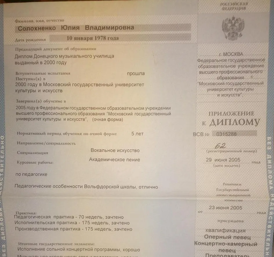 Приложение к диплому