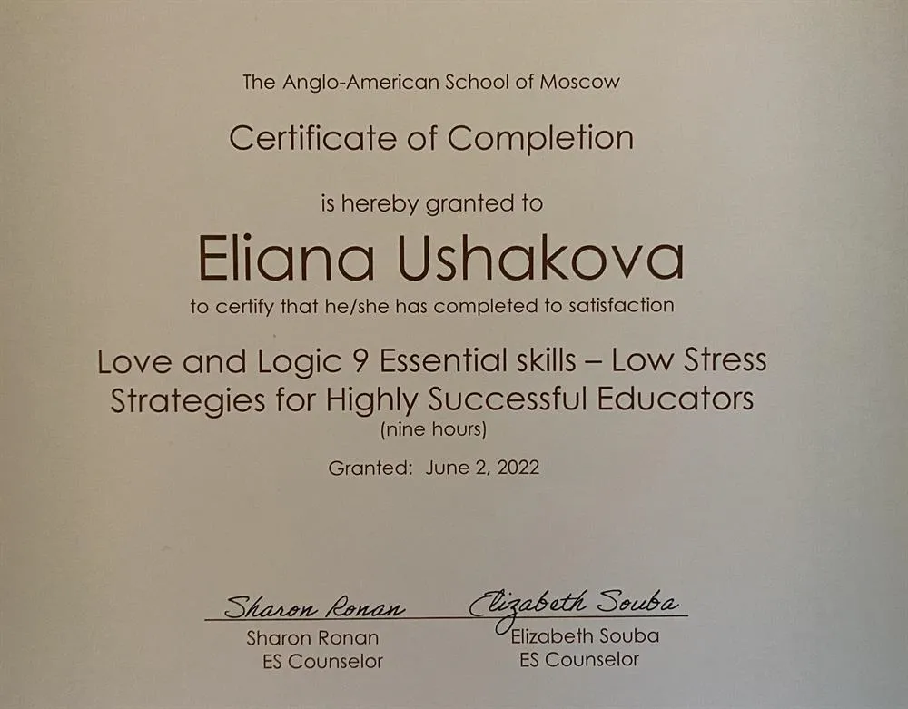Love and Logic Certificate
