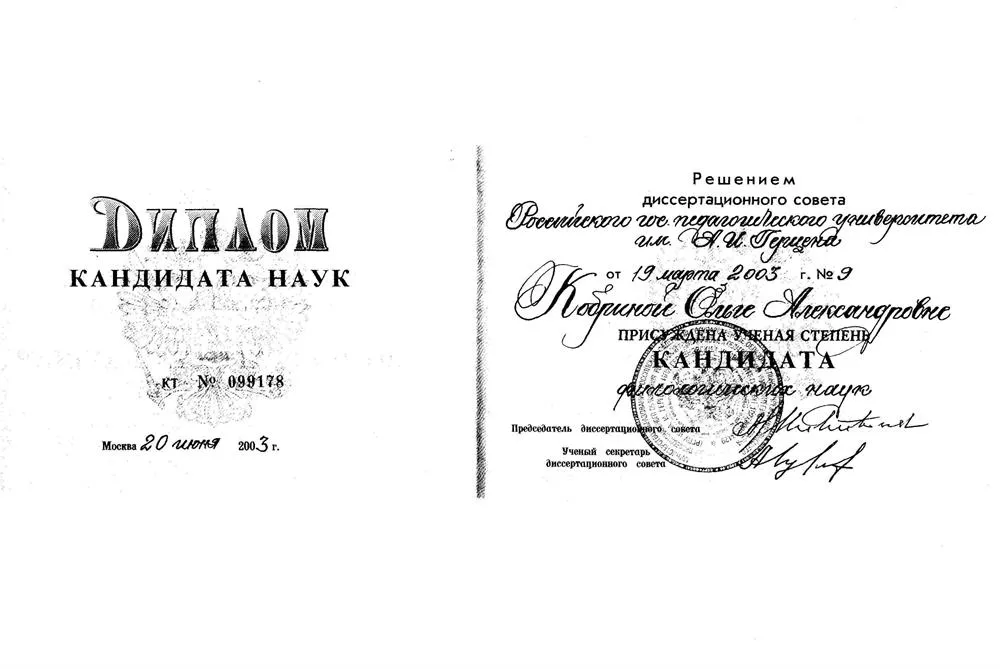 Диплом кандидата филологических наук