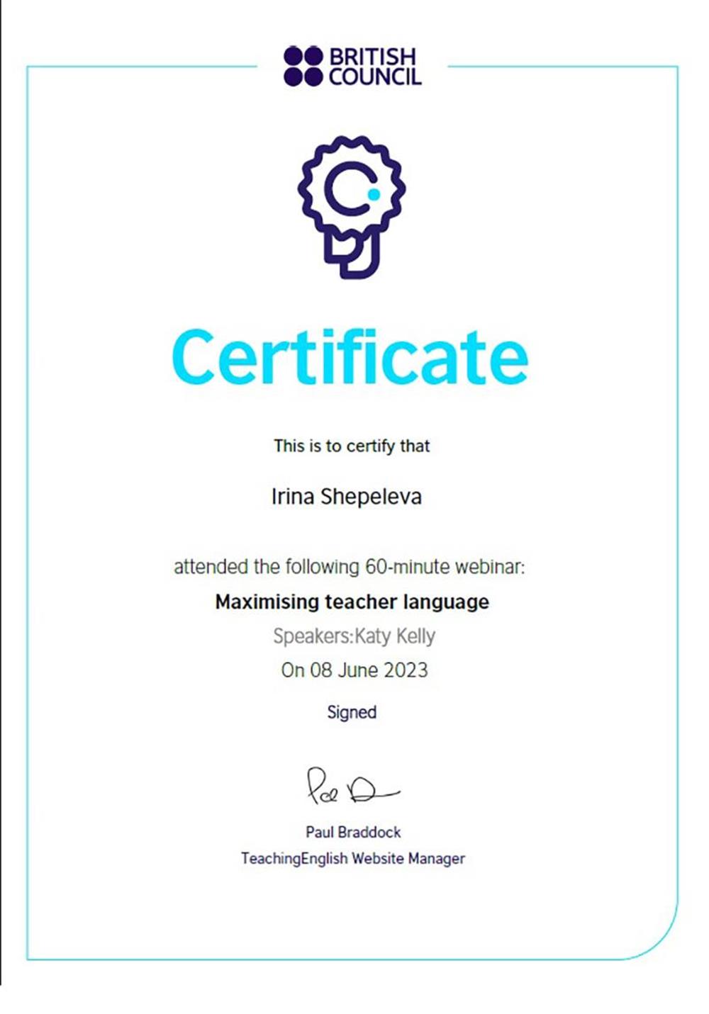 Maximising Teacher Language