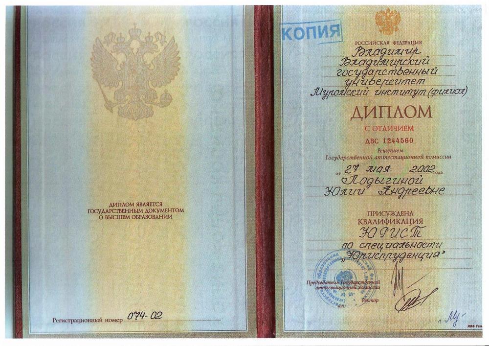 Диплом о высшем образовании 