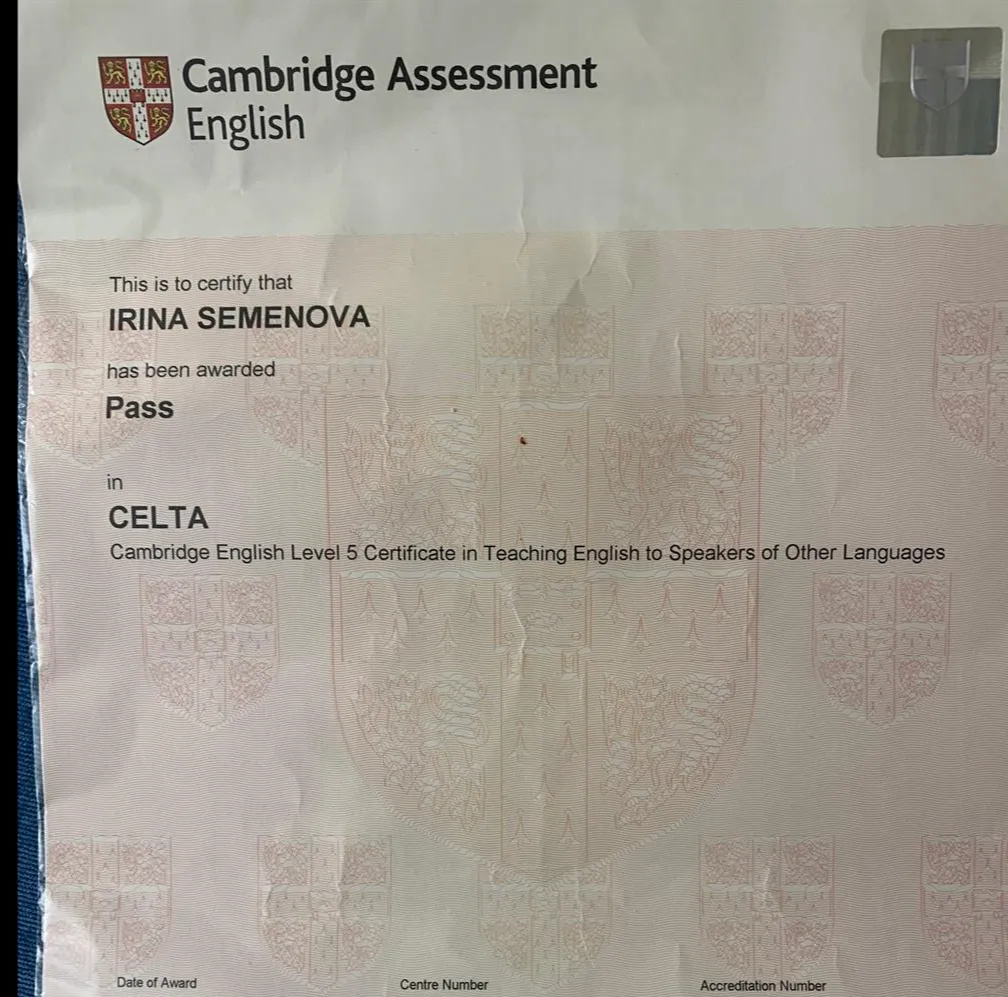 Cambridge Certificate in Teaching English to Speakers of Other Languages