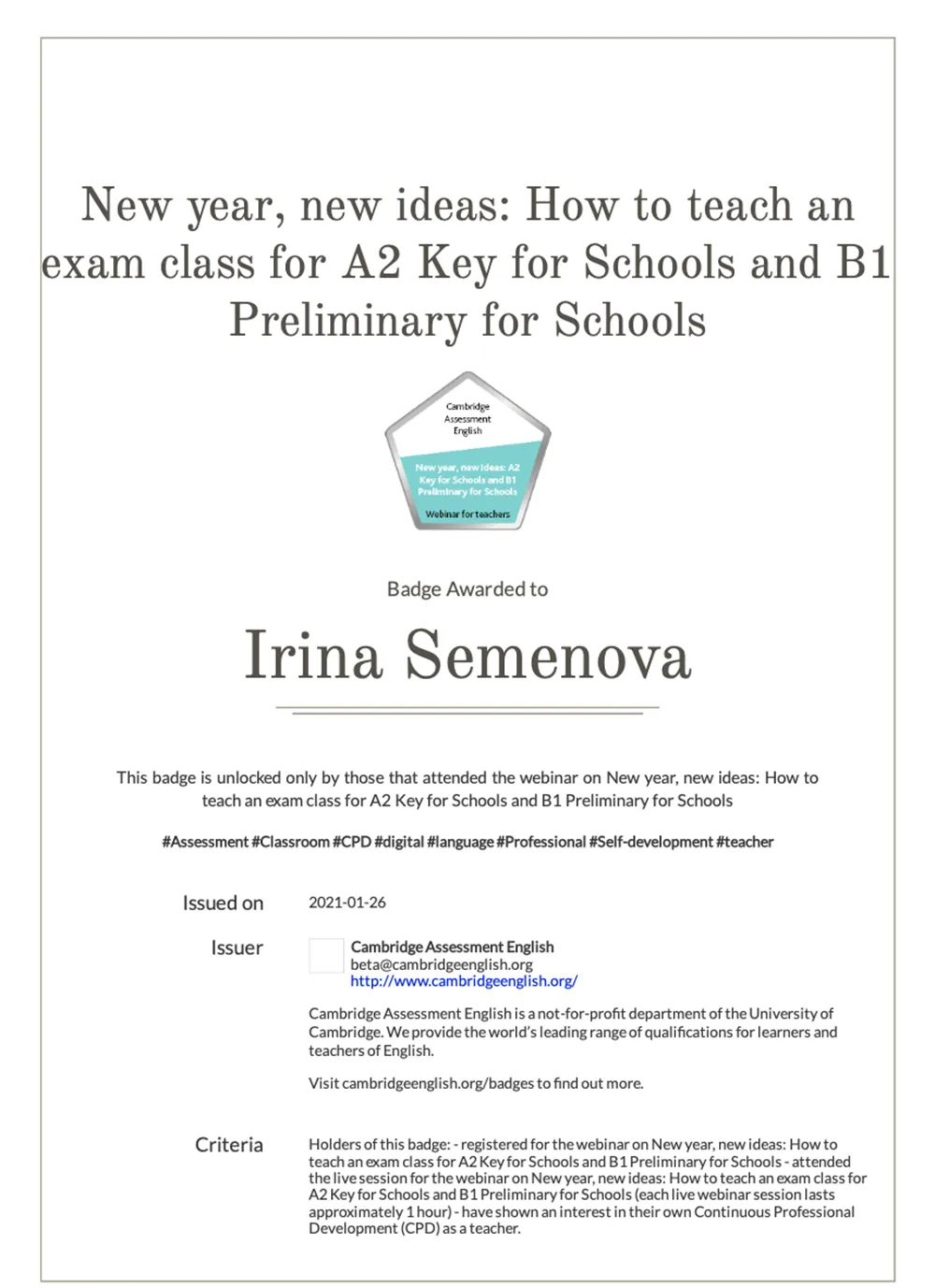 Teaching an exa class A2, B1 Schools