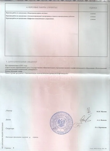 Приложение к диплому