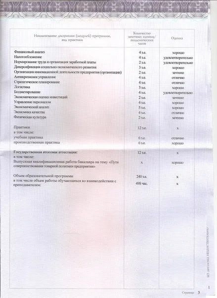 Приложение к диплому