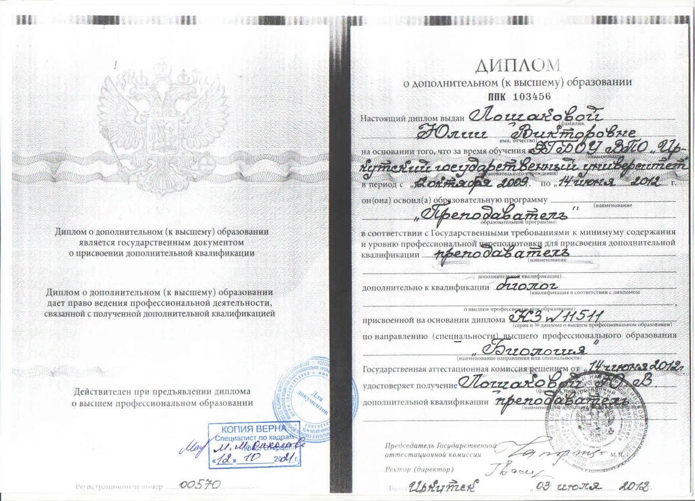 Диплом ПРЕПОДАВАТЕЛЬ