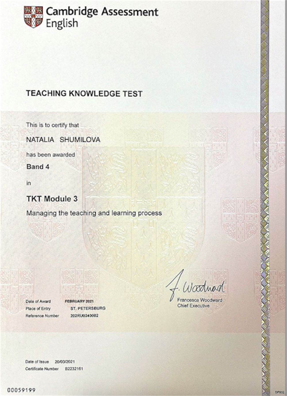 Сертификат. TKT Cambridge assessment