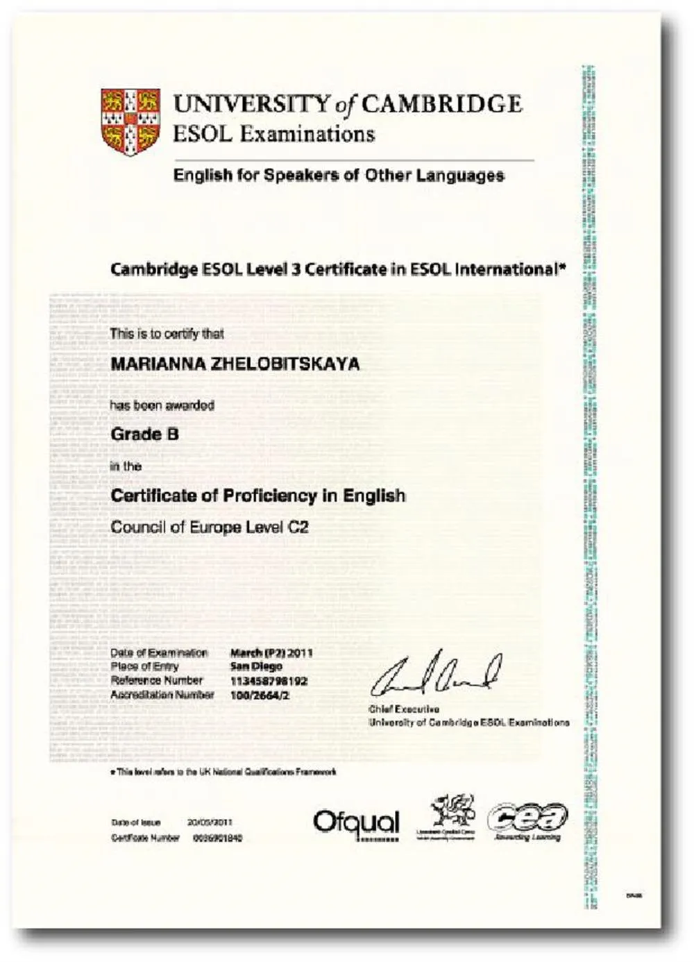 University of Cambridge ESOL Examinations