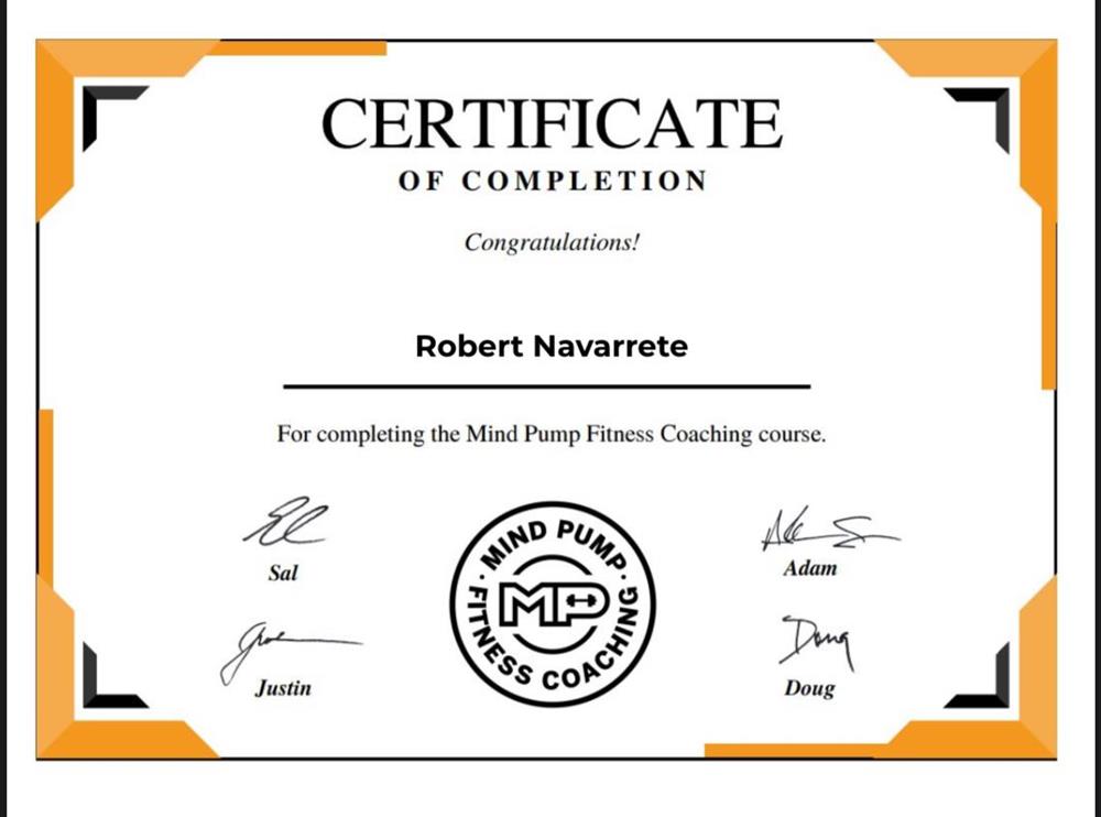 Fitness coach certificate