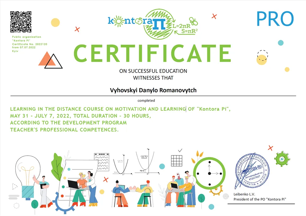 Certificate on motivation and learning techniques
