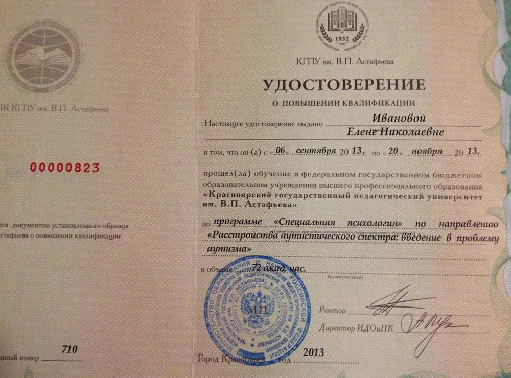 Удостоверение о повышении квалификации
