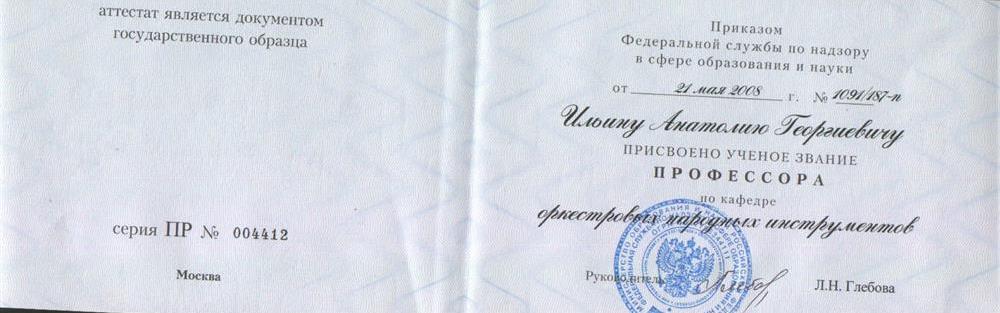 Диплом профессора