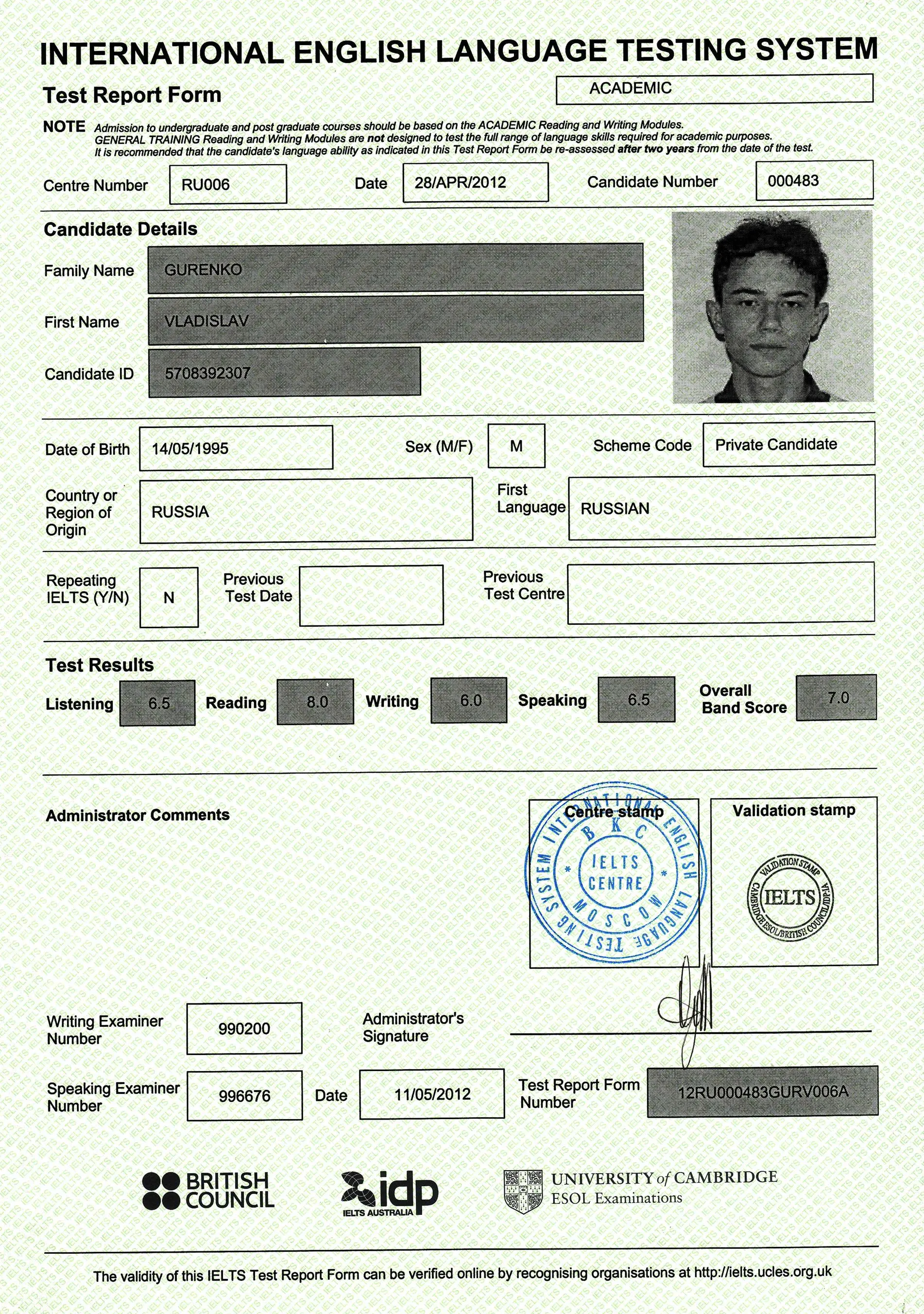 Сертификат IELTS