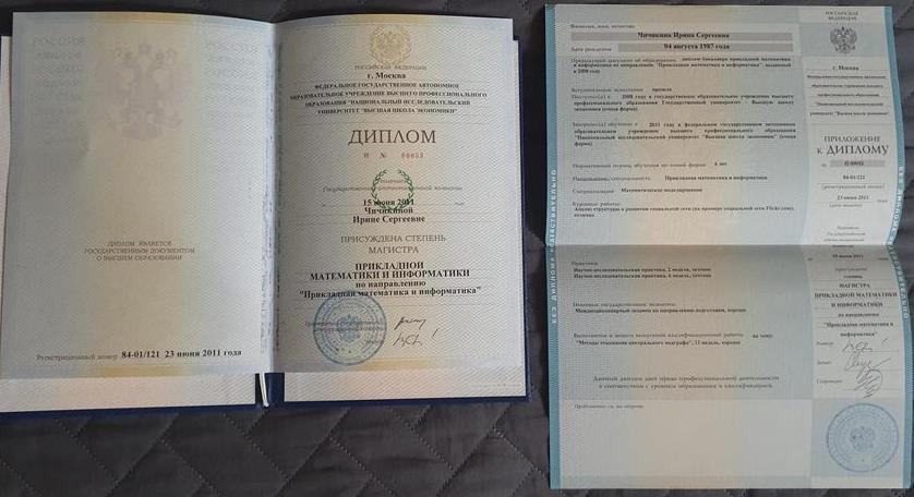 Диплом, магистратура. Высшая Школа Экономики