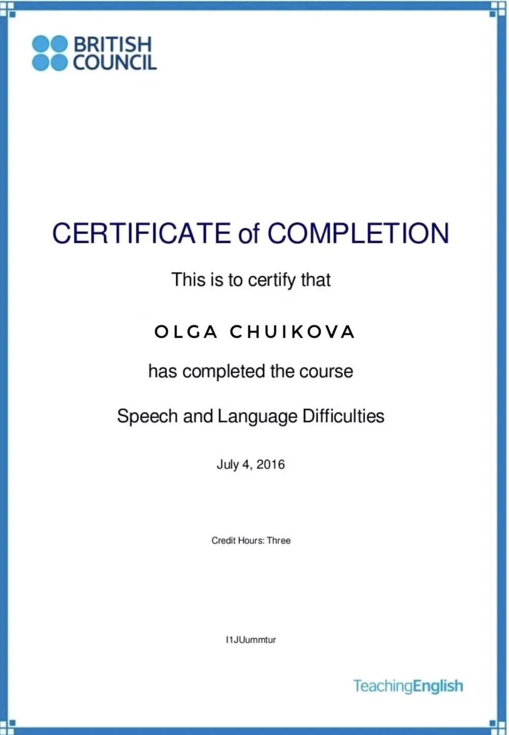 Certificate of completion 