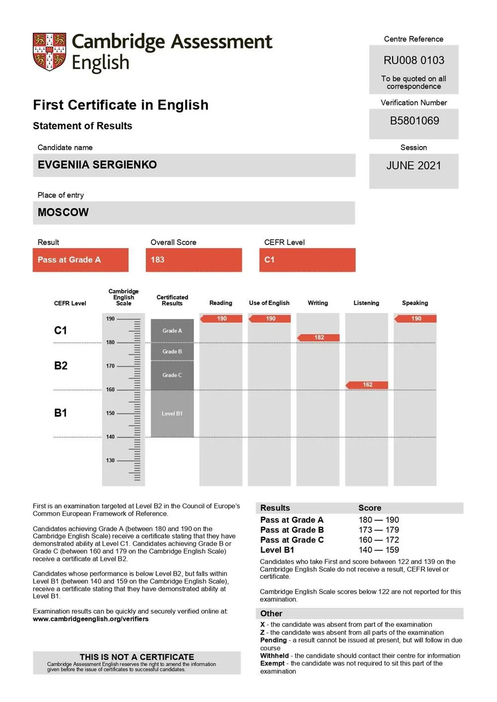 First Certificate in English