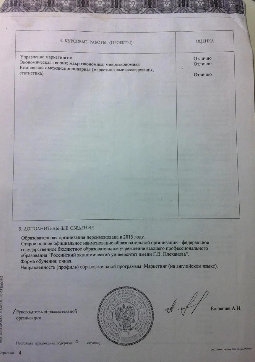Приложение к диплому