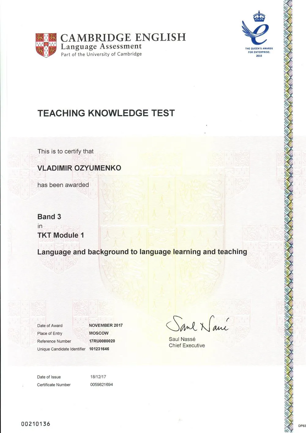 Cambridge Teaching Knowledge Test I