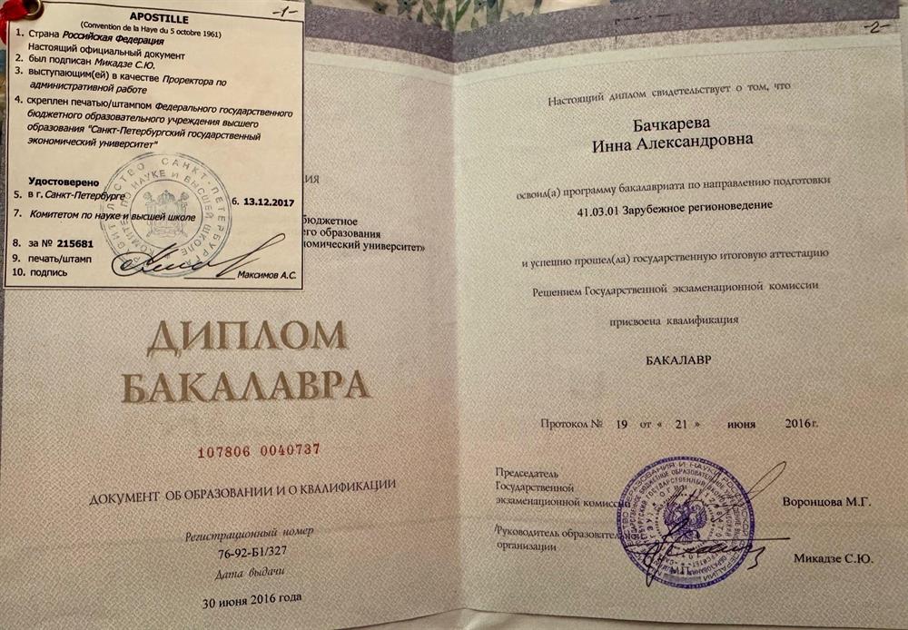 Диплом СпбГЭУ. Специальность: "Зарубежное регионоведение".