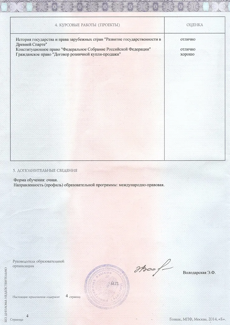 Приложение к диплому
