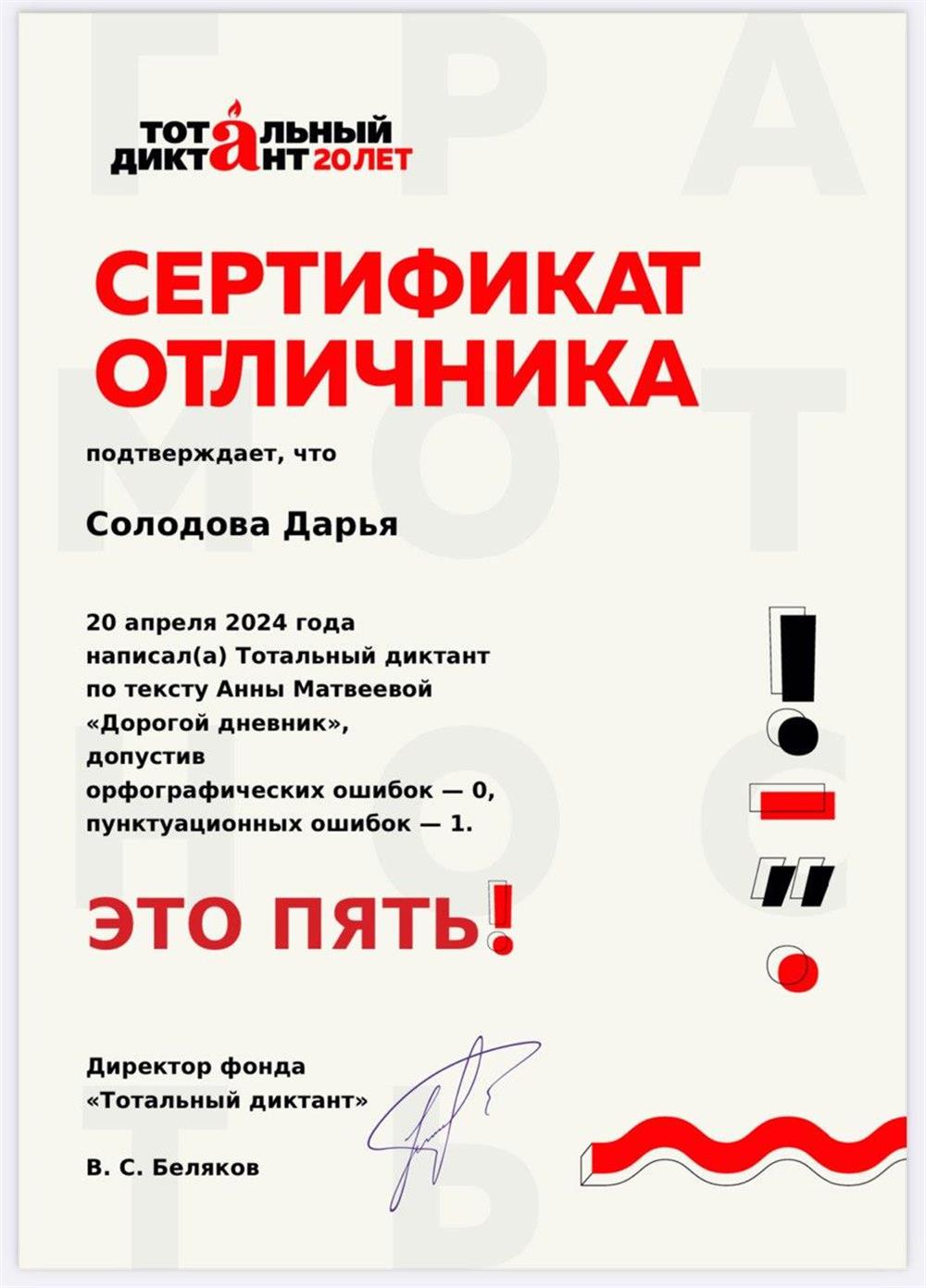Сертификат 2024